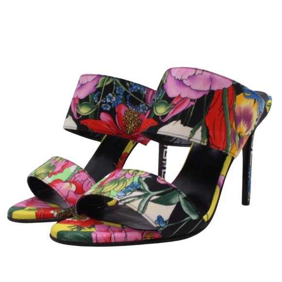 Versace Floral Baroque Heels Pumps Printed Silk Size 39 EU / 9 US - Picture 1 of 12